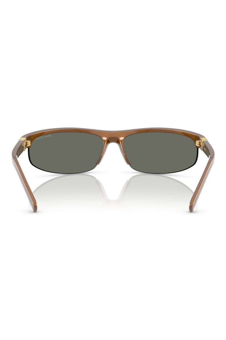70mm Oversize Oval Semirimless Sunglasses, Alternate, color, BROWN MIRROR
