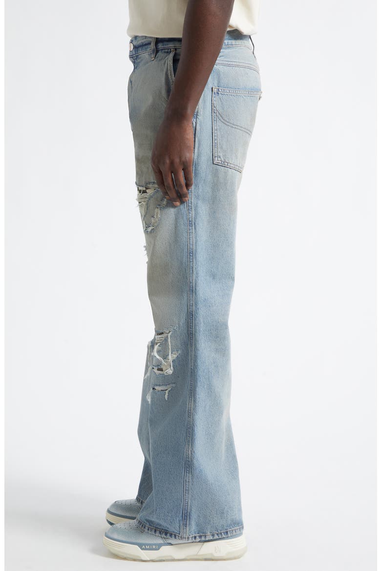 Checkered Rip & Repair Bootcut Jeans, Alternate, color, AGED INDIGO