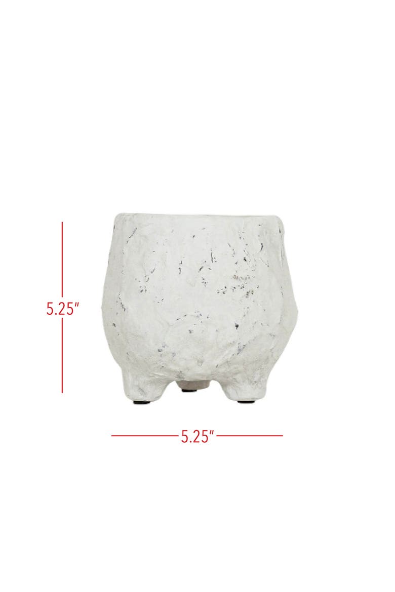 Distressed Footed Planter White Stoneware, Alternate, color, White