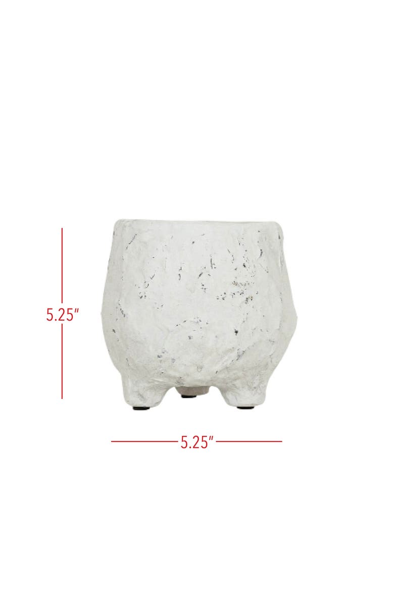 Foreside Home and Garden Distressed Footed Planter White Stoneware, Alternate, color, White