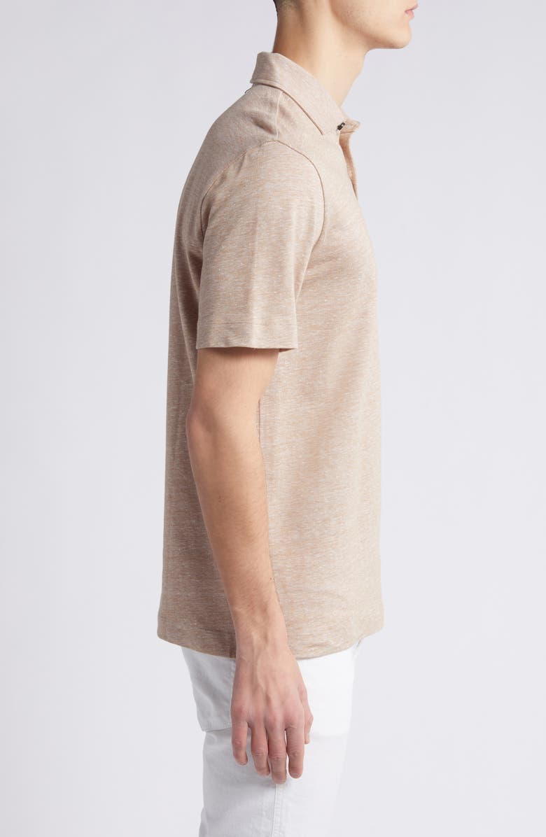 BOSS Press Slub Linen Blend Piqué Polo, Alternate, color, Medium Beige