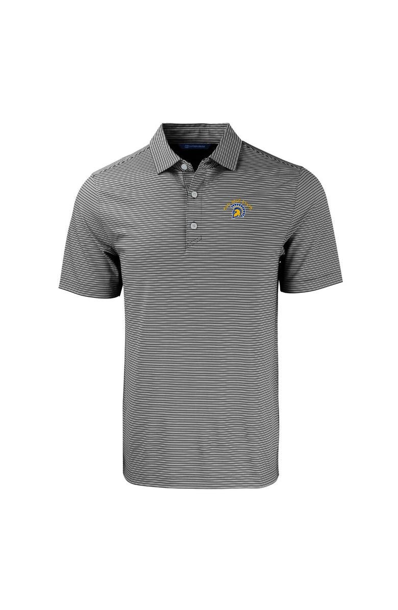 Cutter & Buck Men's Cutter & Buck  Black/White San Jose State Spartans Forge Eco Double Stripe Stretch Recycled Polo, Alternate, color, 