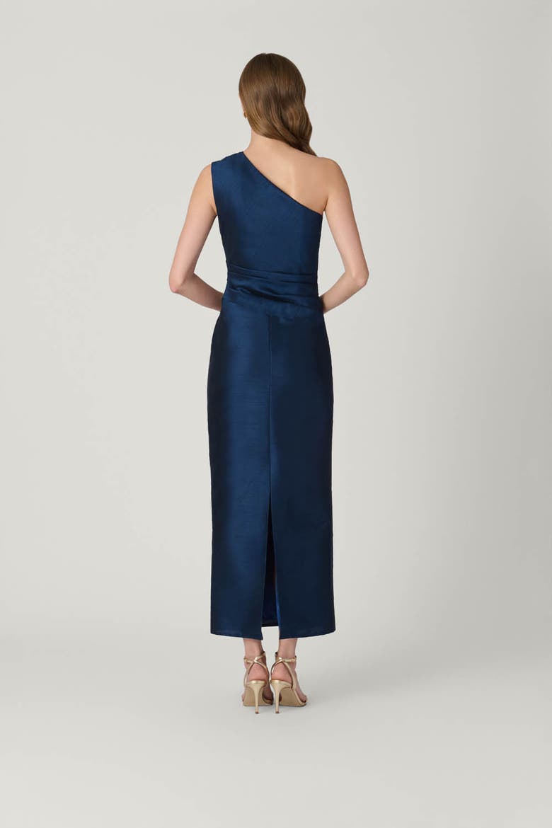 Midnight Como Embellished Dupioni Dress, Alternate, color, Navy