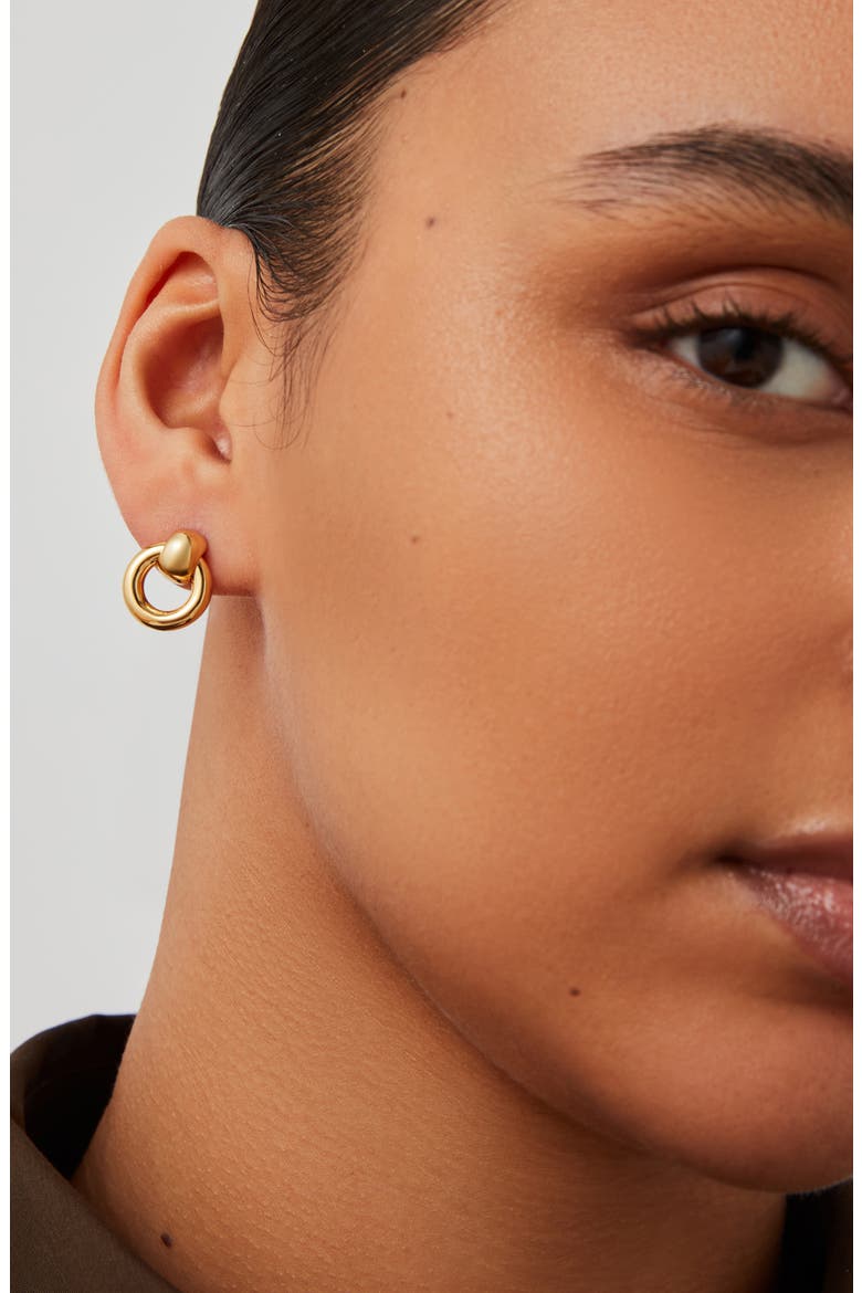 Faye Mini Puffy Knocker Earrings, Alternate, color, HIGH POLISH GOLD
