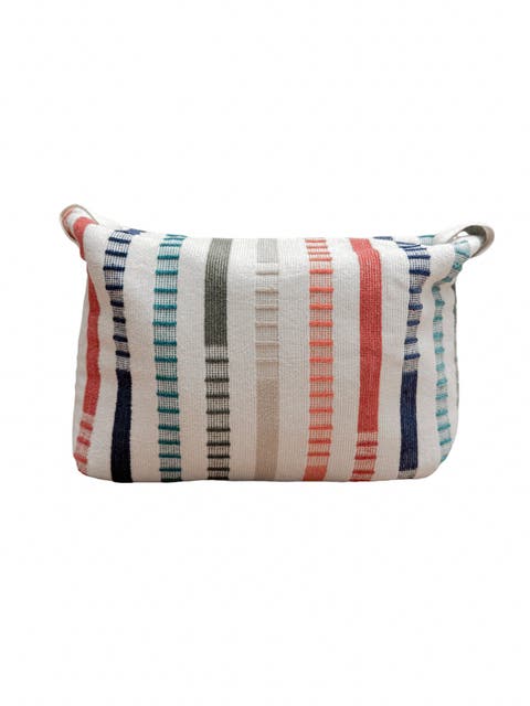 Rainbow Striped Cotton Beach Towel Pouch