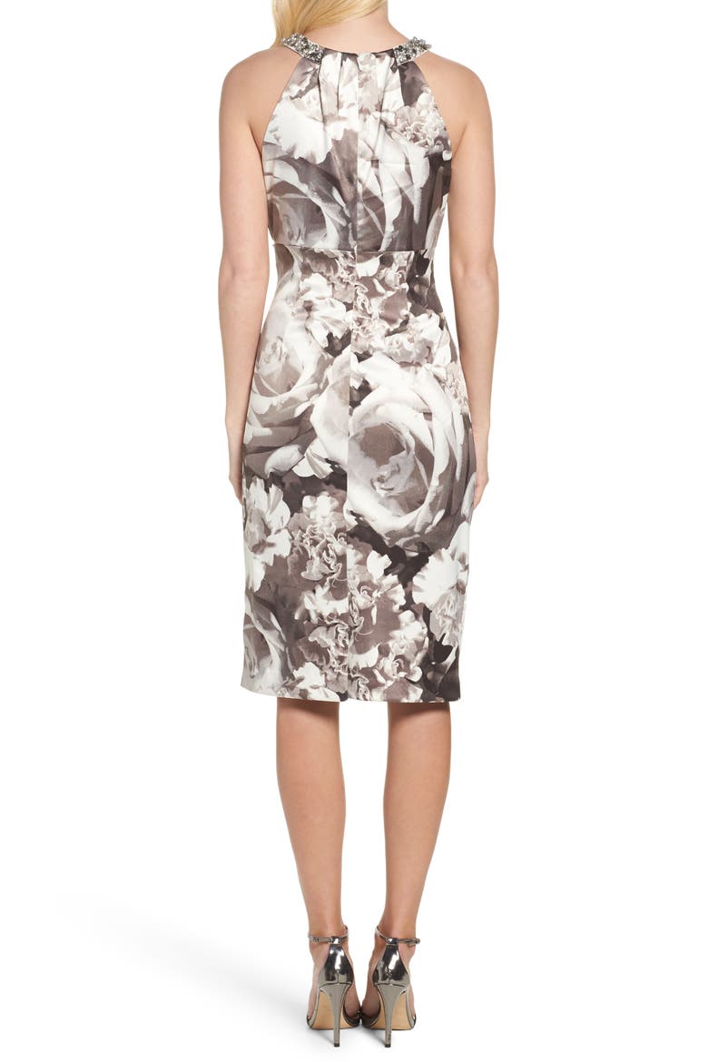 Embellished Print Sheath Dress, Alternate, color, BLACK/ WHITE