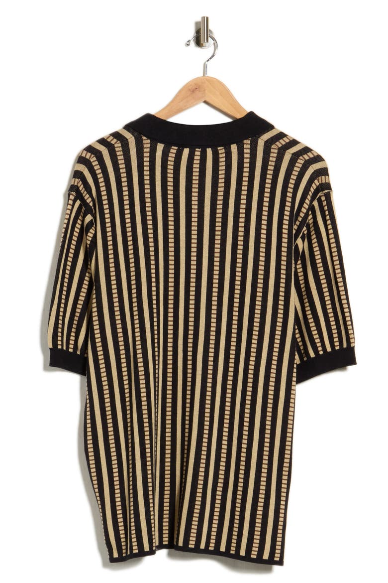 Stripe Print Button-Up Shirt, Alternate, color, BLACK MULTI
