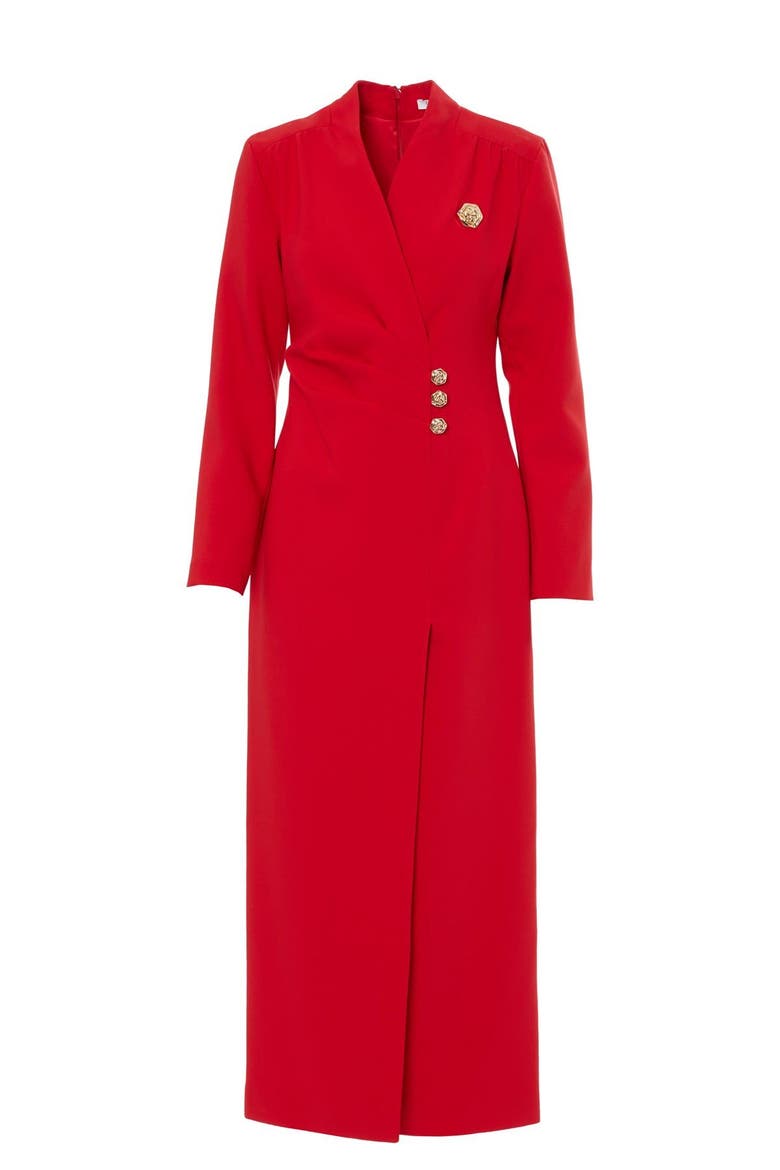 Wrap Dress with Front Slit, Main, color, Red