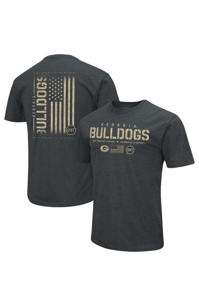 COLOSSEUM Men's Colosseum Heathered Black Georgia Bulldogs OHT Military Appreciation Flag 2.0 T-Shirt, Main, color, Heather Black