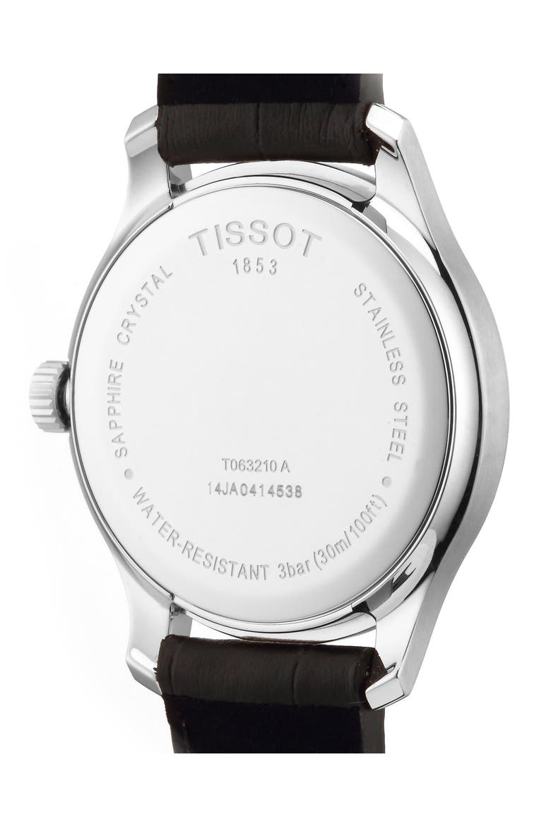 Tradition Leather Strap Watch, 42mm, Alternate, color, BROWN/ SILVER