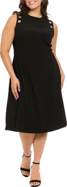 London Times Grommet Sleeveless Midi Dress