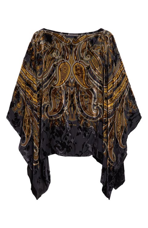 Paisley Devoré Velvet Poncho