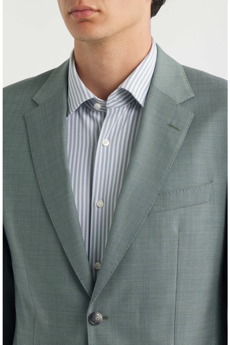Huge Slim Fit Textured Virgin Wool Suit, Alternate, color, GREEN