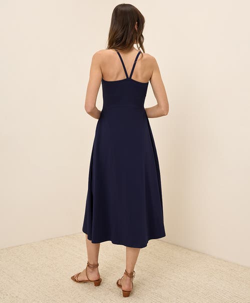 Pact Organic Cotton Fit & Flare Midi Dress In Eclipse