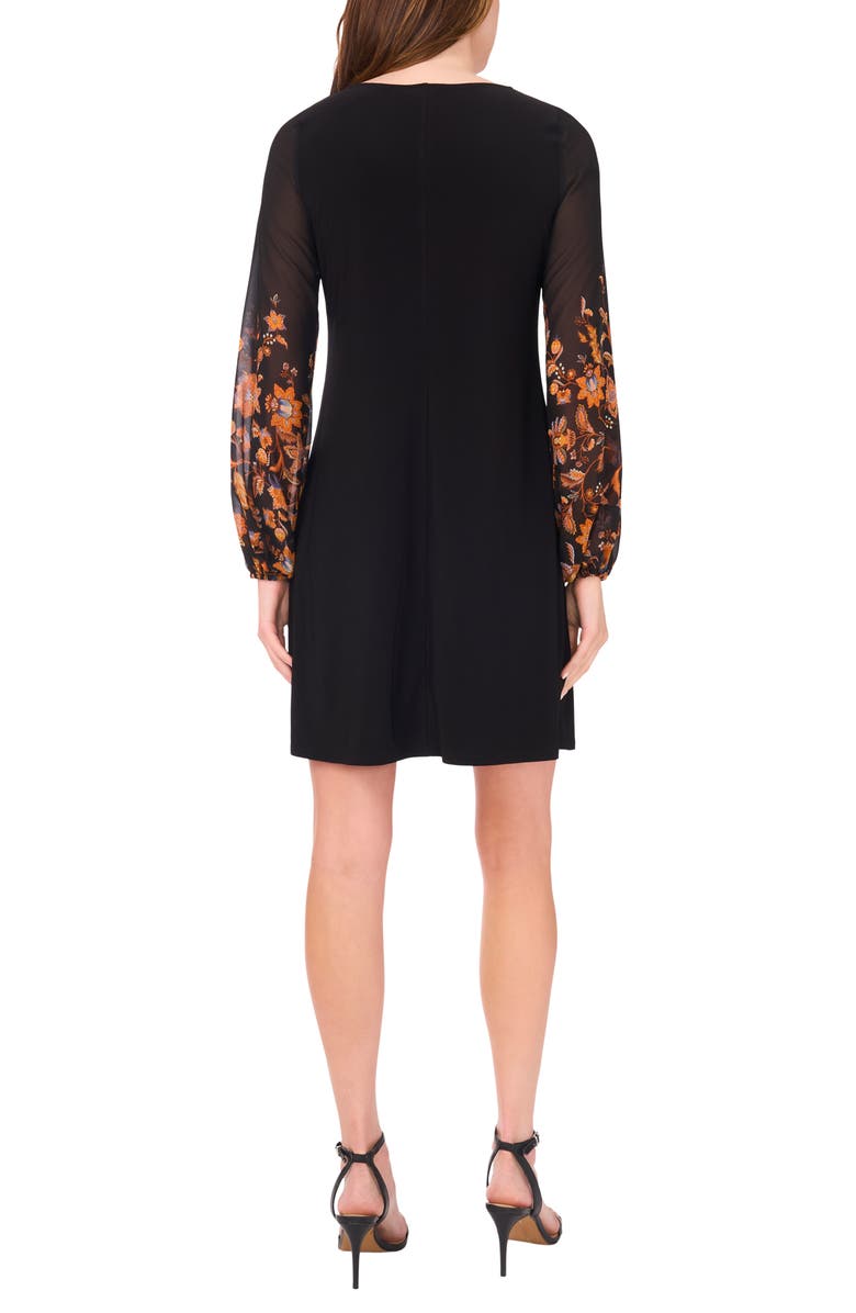 Halogen<sup>®</sup> Long Sleeve Chiffon Shift Dress, Alternate, color, Rich Black 060