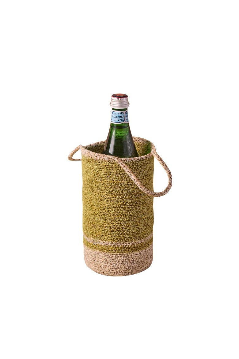 Hydra Woven Seagrass Bottle Holder, Main, color, Chartreuse