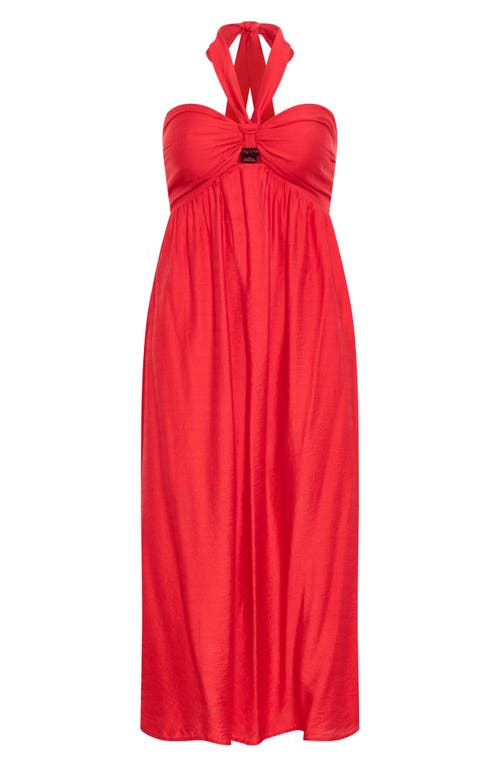 City Chic Peta Serene Convertible Strapless Maxi Dress In Red