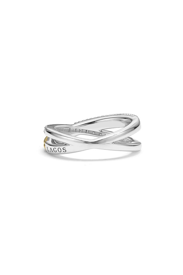 Caviar Luxe Diamond X Band Ring, Alternate, color, GOLD