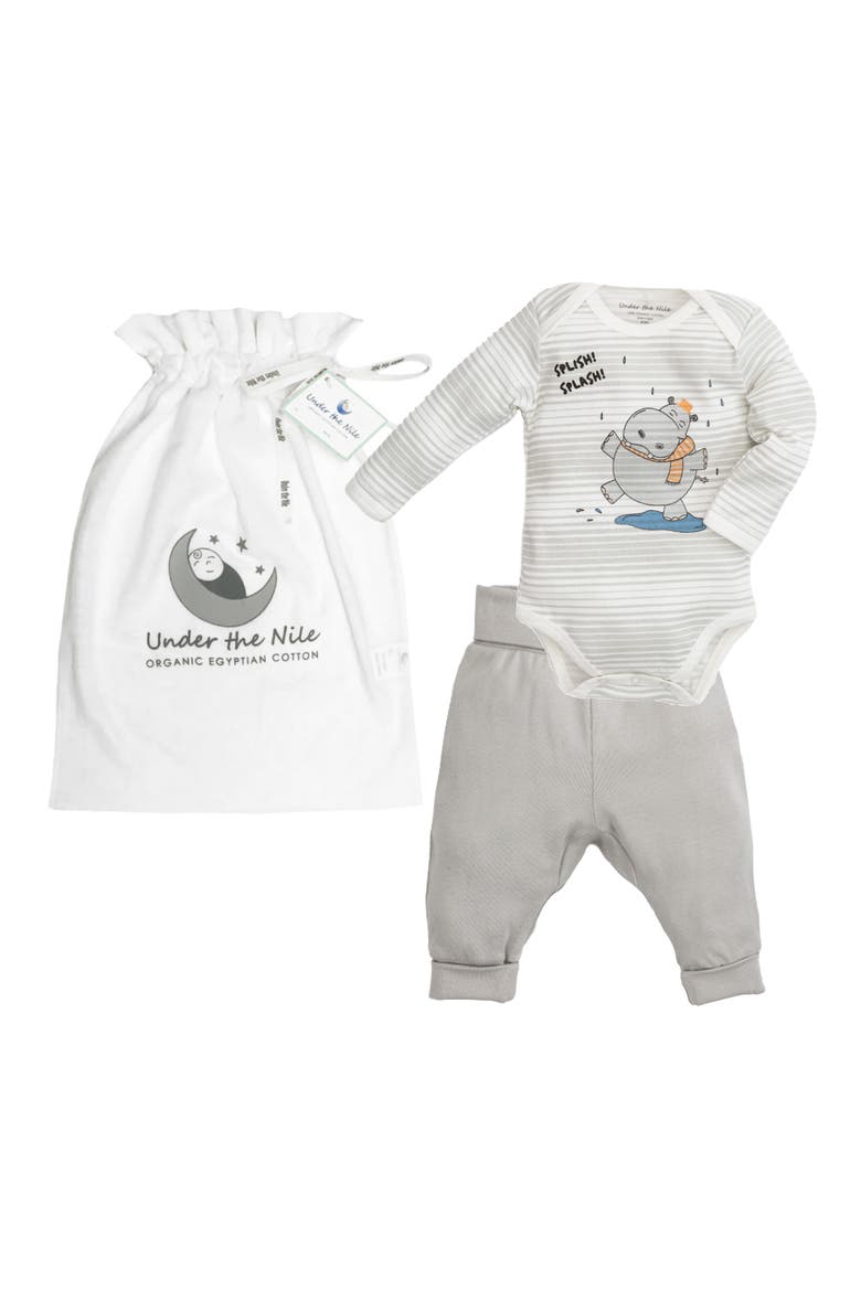 Hippo 2-Piece Organic Cotton Gift Set, Main, color, GREY