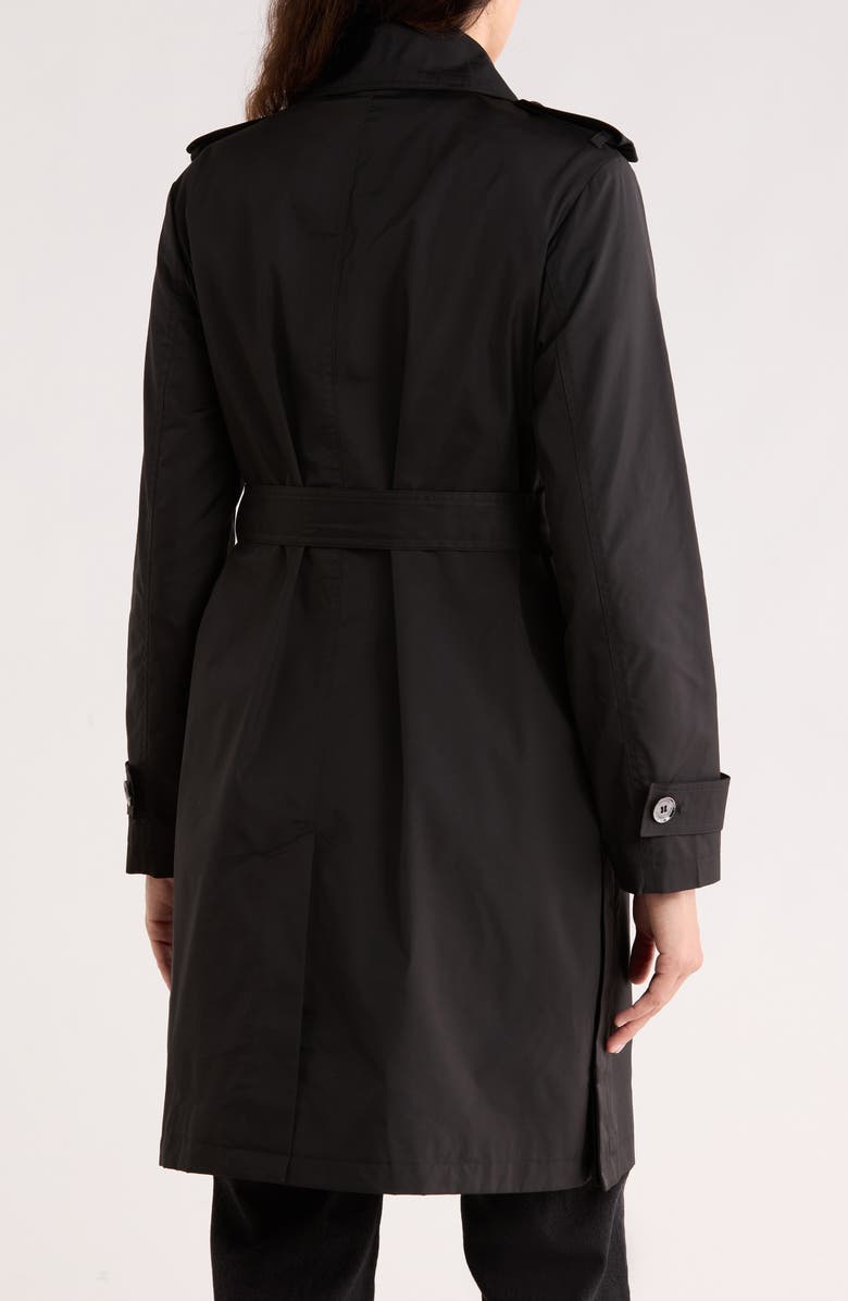 Michael Kors Belted Double Breasted Trench Coat, Alternate, color, Black