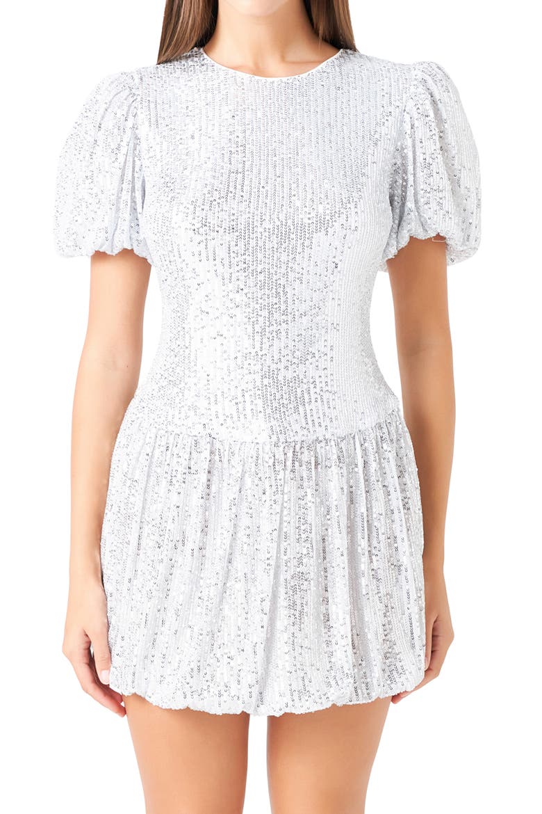 Sequin Minidress, Alternate, color, SILVER