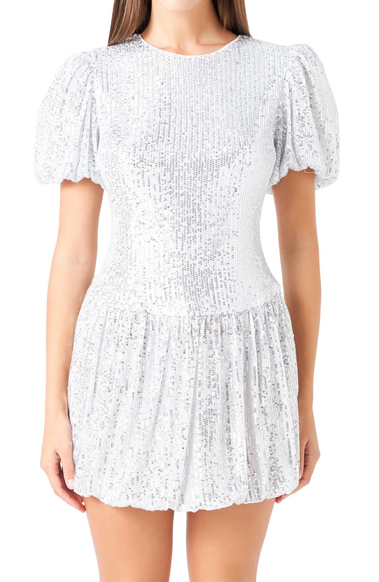 Endless Rose Sequin Minidress, Alternate, color, Silver
