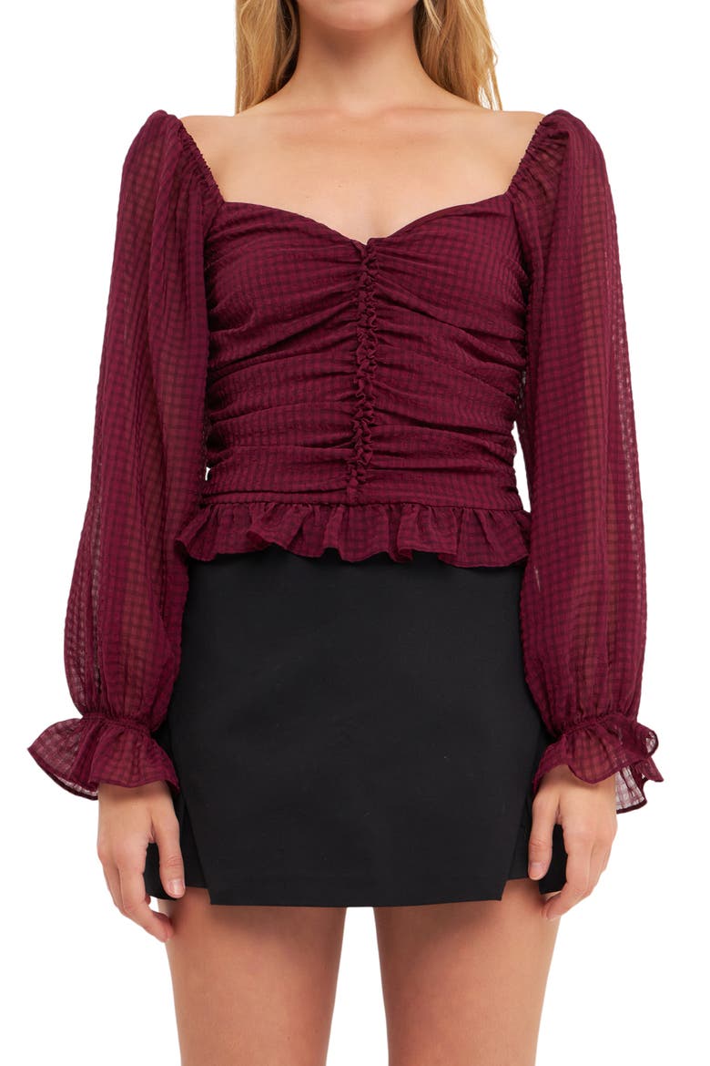Ruched Chiffon Top, Main, color, VIOLET