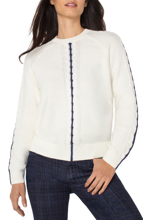 Liverpool Los Angeles Cable Stitch Raglan Sweater In White