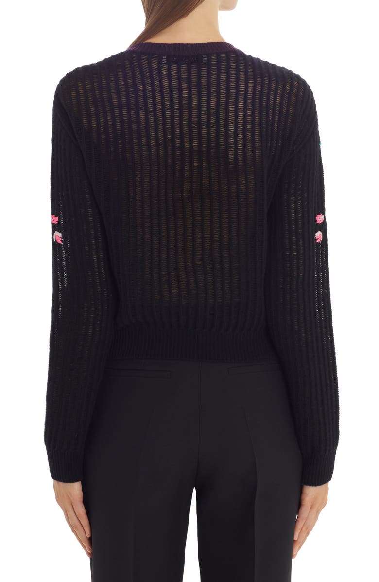 Valentino Garavani Valentino Floral Embroidered Virgin Wool Sweater, Alternate, color, 
