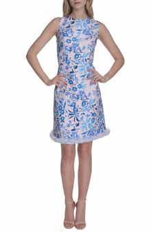 Eliza J Floral Fringe Detail A-Line Dress