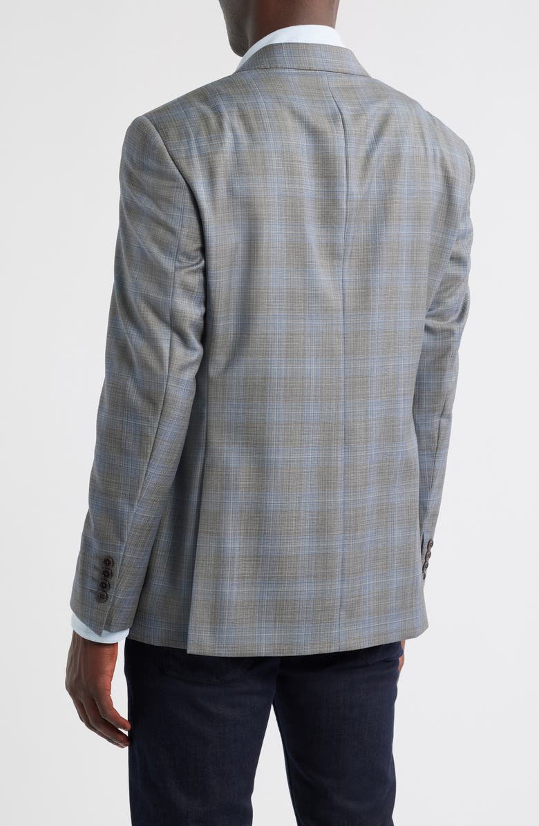 Emporio Armani Plaid Virgin Wool Blazer, Alternate, color, Grey Plaid