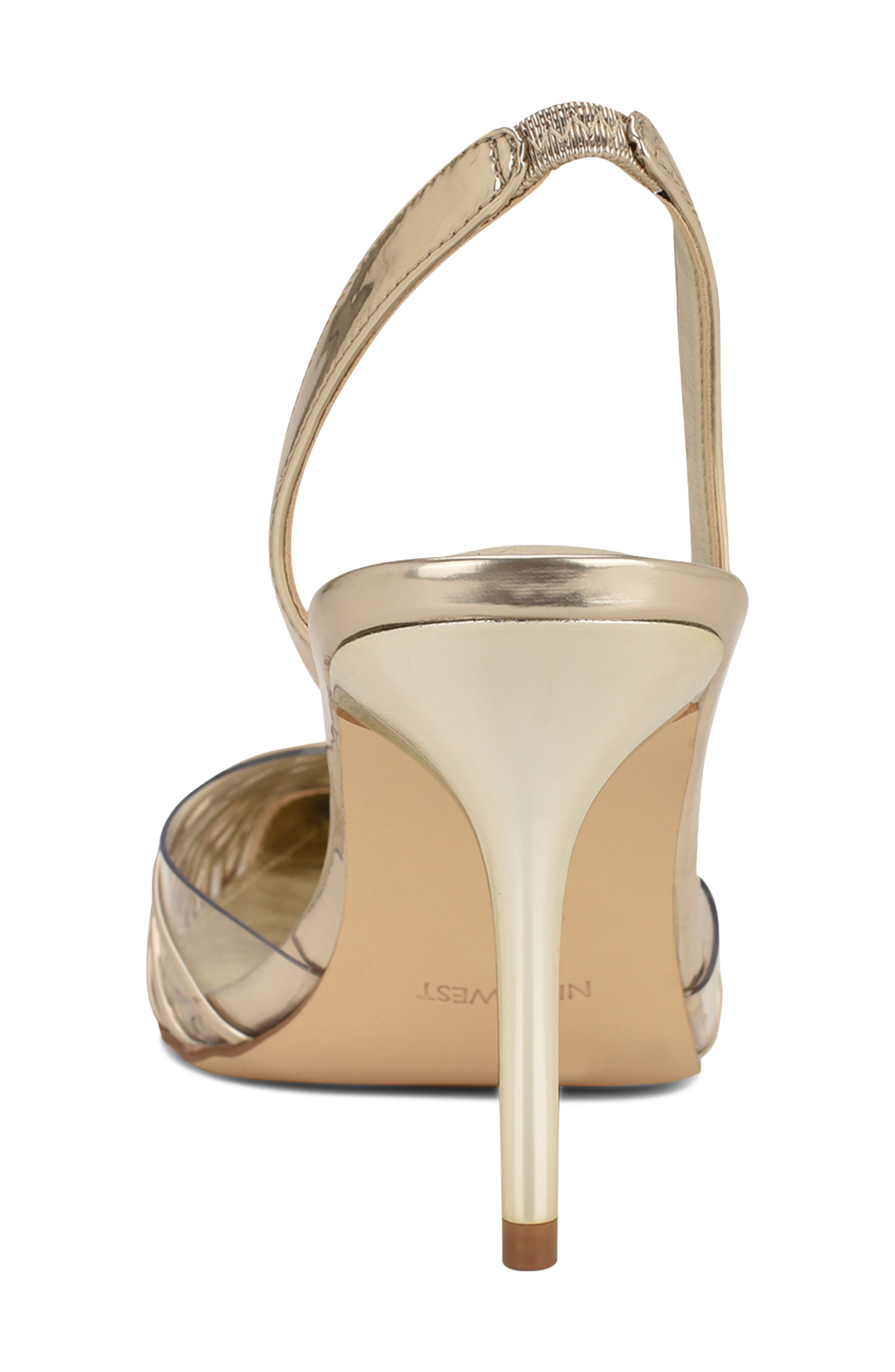Pemma Slingback Pointed Cap Toe Pump, Alternate, color, GOLD
