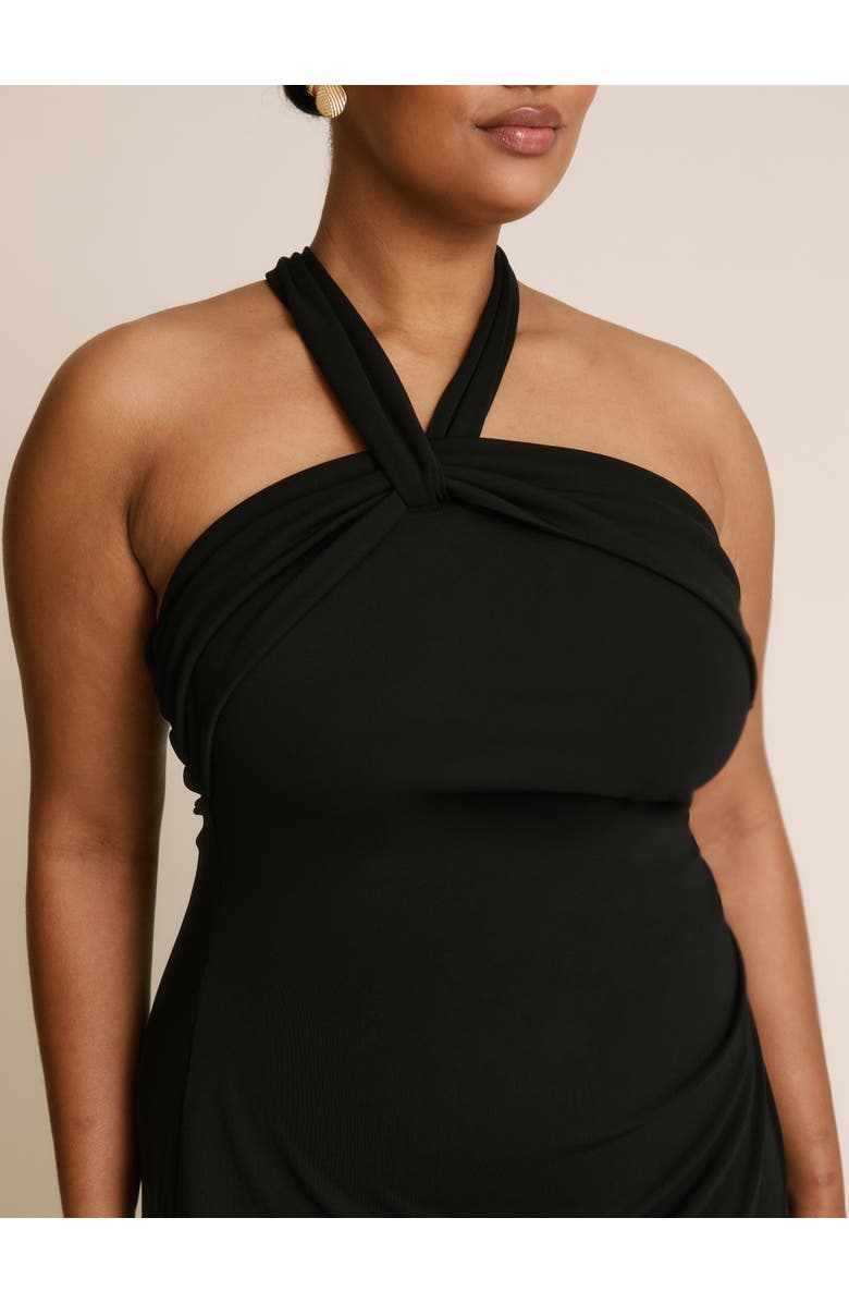 Six Stories Halter Neck Stretch Bridesmaid Dress, Alternate, color, Black