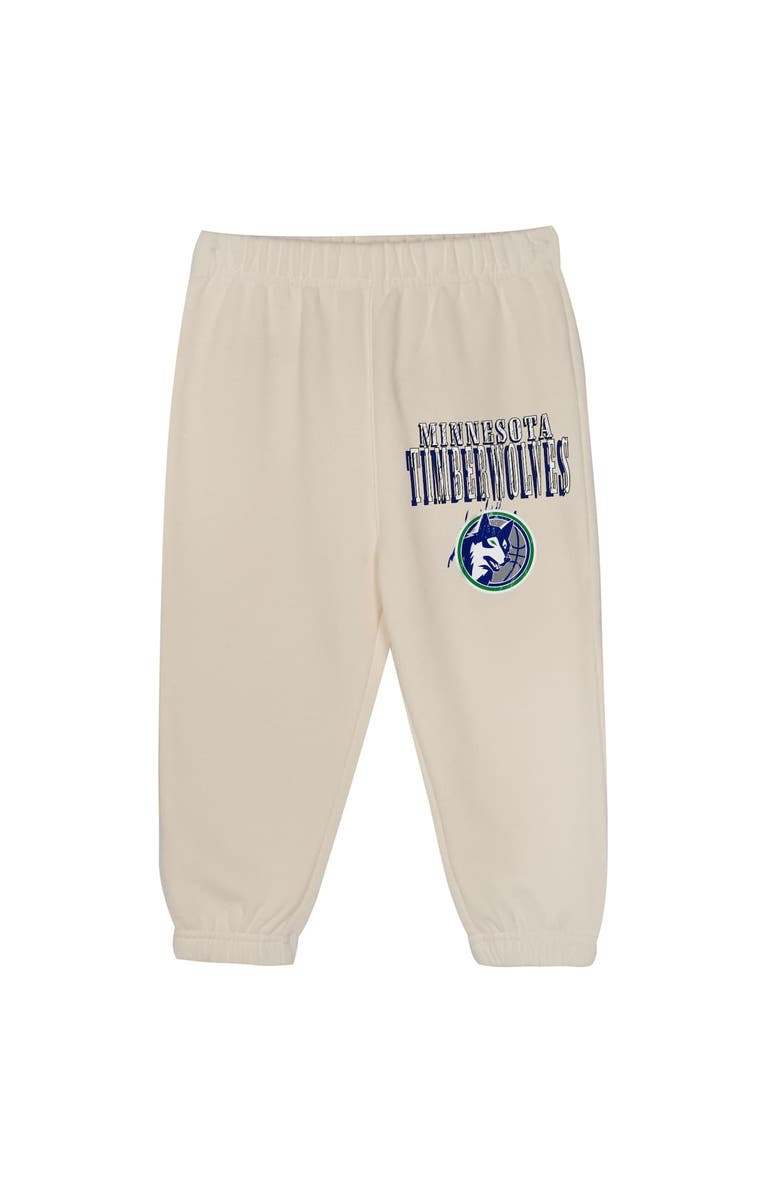Mitchell & Ness Toddler Mitchell & Ness Cream Minnesota Timberwolves Hang Time Oversized Pullover Hoodie & Pants Set, Alternate, color,