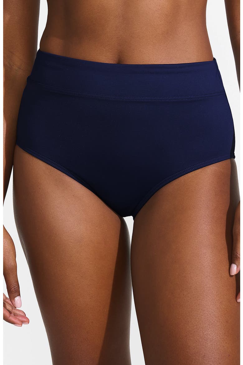 Tummy Control High Waisted Bikini Bottoms, Main, color, Deep Sea Navy