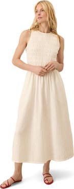 Pact Organic Cotton Coastal Double Gauze Smocked Dress