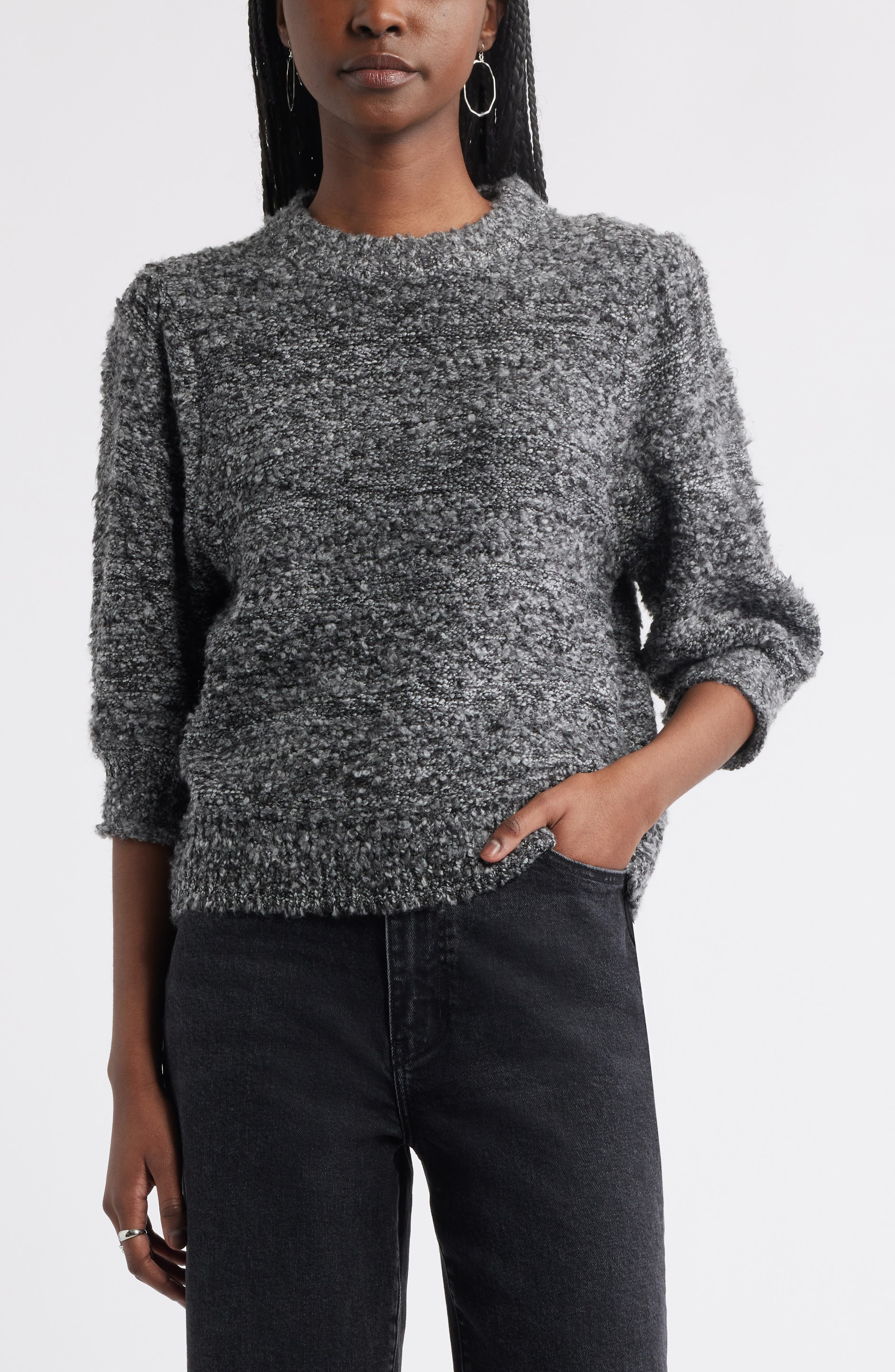 Treasure & Bond Elbow Sleeve Marled Sweater