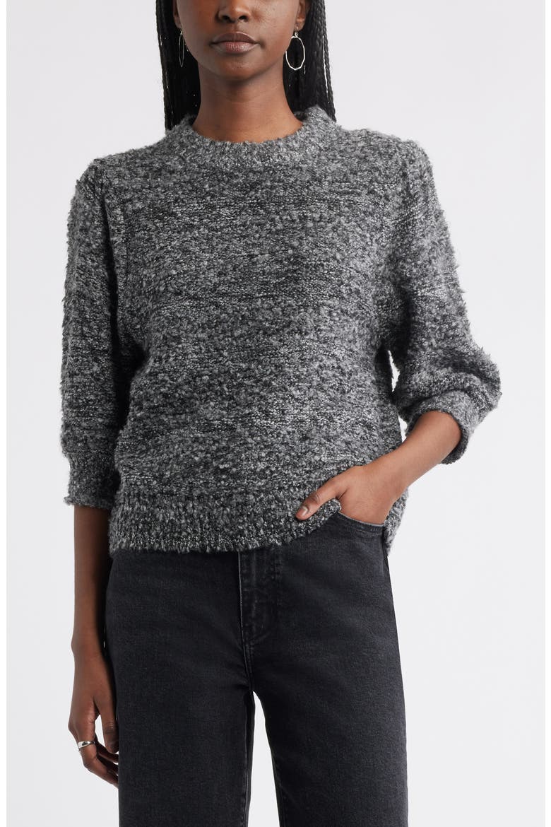 Elbow Sleeve Marled Sweater, Main, color, GREY DARK CHARCOAL