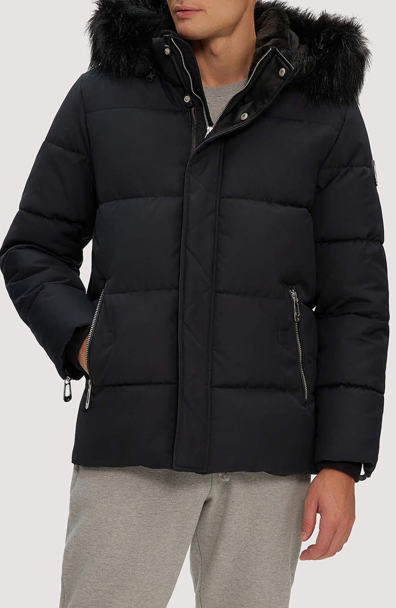 Noize Marlon Faux Fur Hooded Parka, Main, color, Black