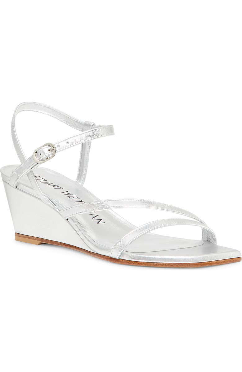 Stuart Weitzman Oasis 50 Wedge Sandal, Main, color, Silver