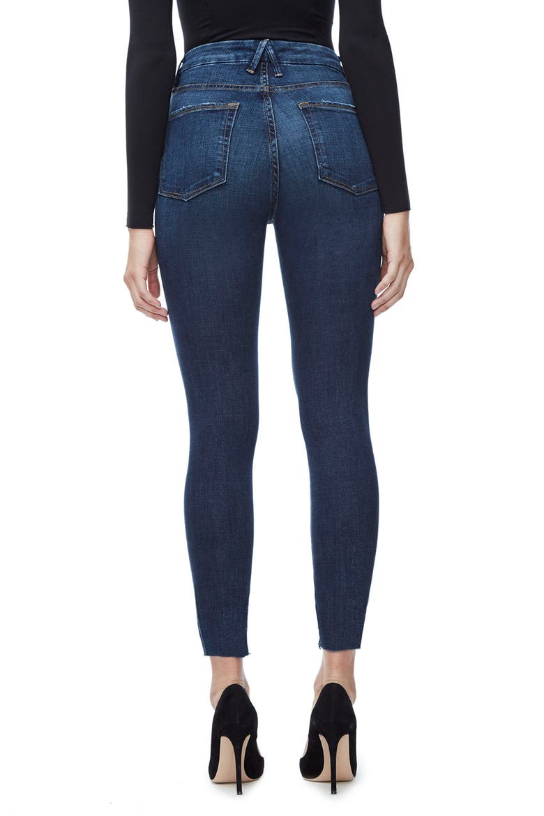 Good Waist Cascade Hem Skinny Jeans, Alternate, color, BLUE 098