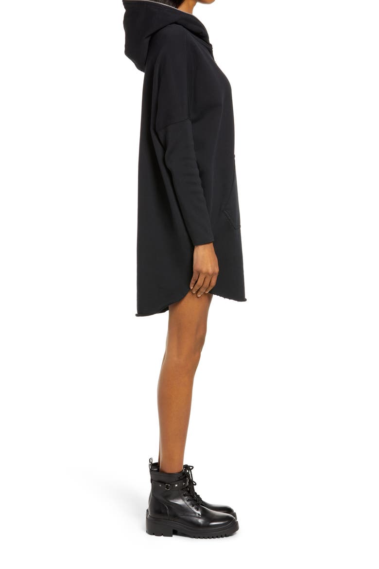 Xonda Long Sleeve Cotton Hoodie Dress, Alternate, color, BLACK