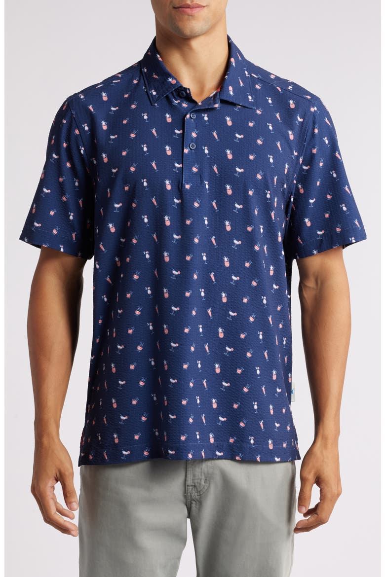 Bahama Coast Island Elixirs Seersucker Polo, Main, color, OCEAN DEEP