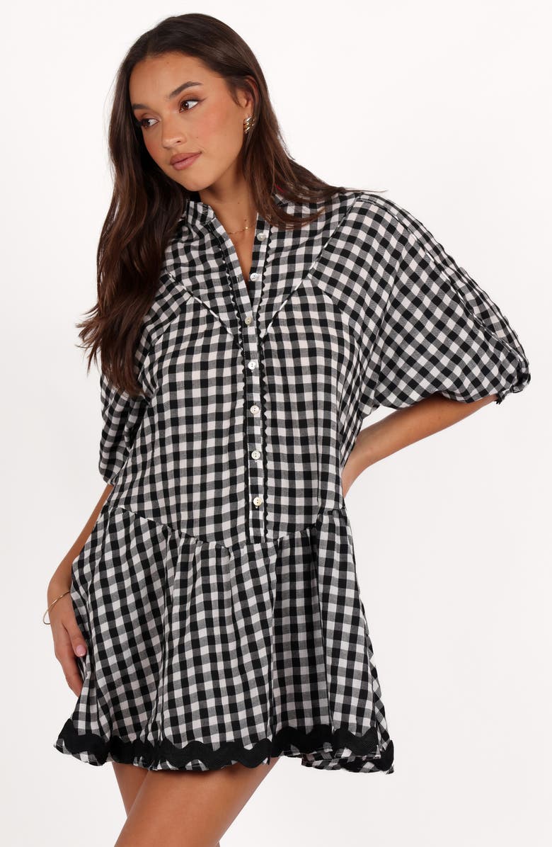 Petal & Pup Caroling Check Minidress, Alternate, color, Black/ White Gingham