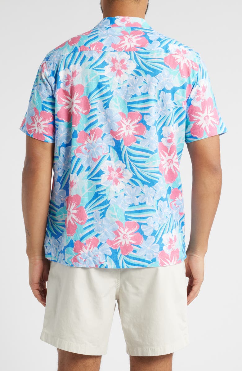 vineyard vines Island Floral Stretch Linen Blend Camp Shirt, Alternate, color,