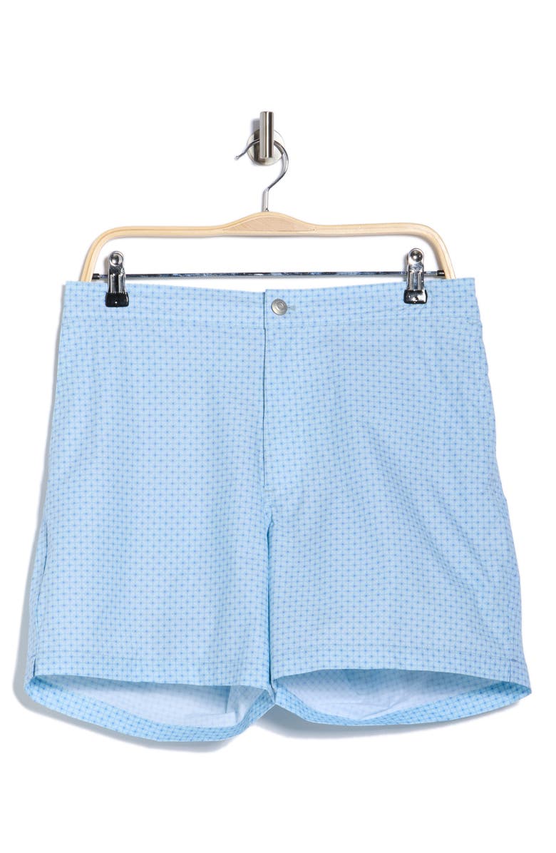 Peter Millar Sicilian Geo Print Swim Trunks, Alternate, color, Blue Spruce