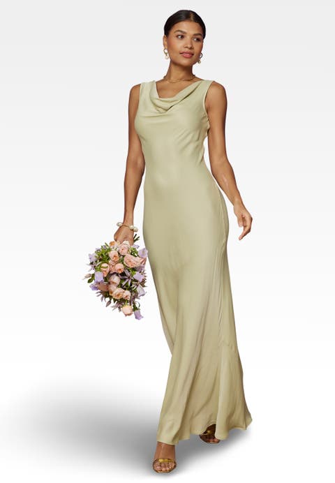 Pandy Satin Cowl Bridesmaid Dress