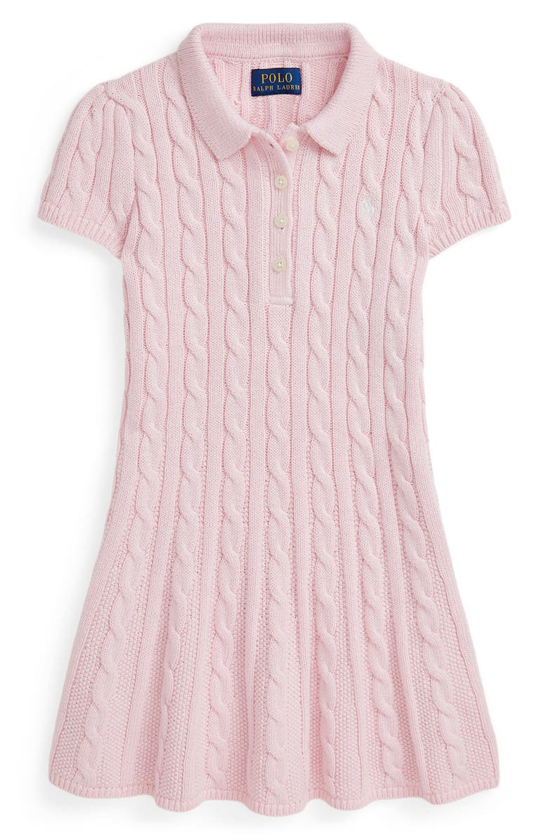 Polo Ralph Lauren Kids
 Cable Knit Sweater Dress, Main, color, Hint Of Pink W/ Nevis