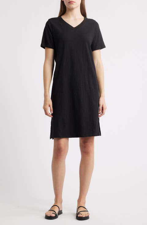 V-Neck Organic Cotton T-Shirt Dress