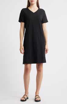 Eileen Fisher V-Neck Organic Cotton T-Shirt Dress
